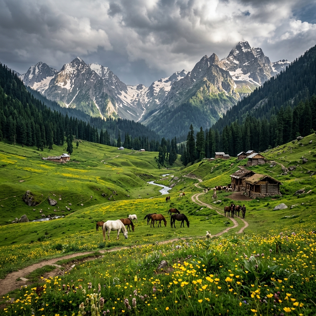 Pristine green meadows of Bangus Valley in Kupwara Kashmir
