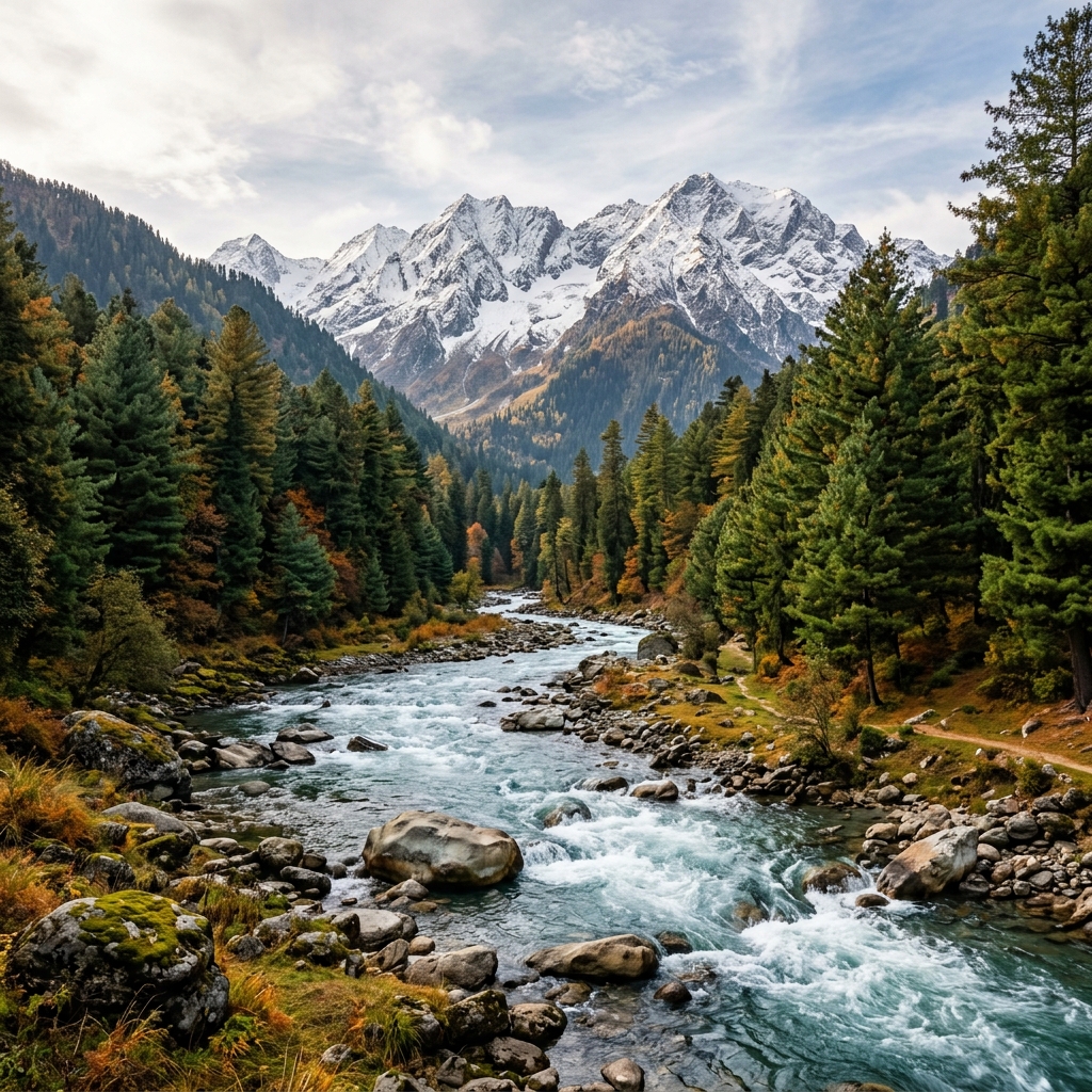 Pahalgam pine valley and rivers covered in Kashmir family tour packages